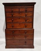 Victorian mahogany tallboy/chest on chest, the top section having two short over three long drawers,
