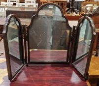 Victorian mahogany folding dressing table mirror raised on turned bun feet, 67cm high Condition