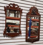 Two 19th century wall mirrors of Georgian style, both mounted in mahogany frames and of