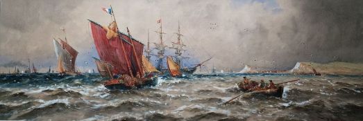Thomas Bush Hardy RA RBA (1842-1897) Watercolour Two marine scenes, sailing vessels off quayside
