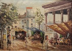 Claude Montier (French, b.1900) Oil on canvas Parisian street scene, signed lower right, framed,
