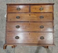 19th century mahogany chest of drawers comprising two short over three long graduating drawers