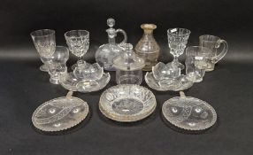 Group of cut and engraved 19th and early 20th century glassware including a Regency barrel-shaped