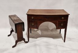 Victorian mahogany kneehole desk having one long and two short deep drawers, raised on square