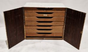 20th century white painted collector's cabinet, the two doors opening to reveal seven drawers,