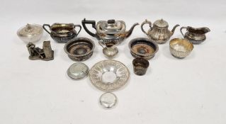 Late Victorian three-piece silver-plated teaset comprising teapot, sugar bowl and milk jug, by