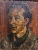20th century school Oil on canvas Portrait of a young man, unsigned, framed, 49cm x 38cm
