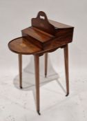 Victorian mahogany inlaid lady's stationery table, the top section having two lidded compartments