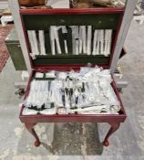Silver-plated canteen of cutlery on stand to include knives, forks and various spoons, 50cm high