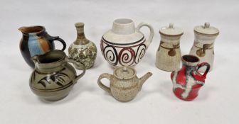 Paul Green for Abbey Studio Pottery, a stoneware teapot with celadon glaze and incised decoration,