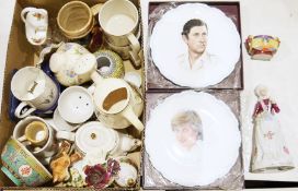 Crown Ducal ribbed pottery vase with floral decoration, stamped and numbered 212 to base, a HJ