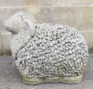 Large composite stone garden model of a sheep