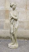 Composite stone garden figure of a female, 91cm high