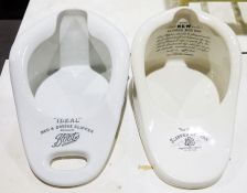 Boots 'Ideal Pottery' bed and douche slipper and another vintage pottery slipper bed pan (2)