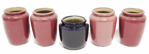 Quantity of stoneware storage jars, unmarked, except for one 'Pearsons' jar, the rest possibly early