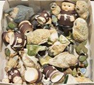 Quantity of ceramic models of birds, a quantity of thimbles, a Boots titling outfit, a display