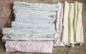 Nine various Roman blinds, each lined and variously printed with foliate and geometric designs in