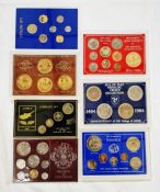 Seven World Collectors Sets proof and nickel, including Isle of Man Heraldic Crown collection, coins