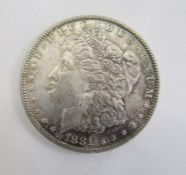 United States 1881 New Orleans Morgan Dollar, mottled toning, good very fine