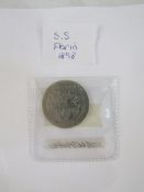 Folder of coins, mostly English silver 1898 florin, 1887 sixpence and other sixpences and