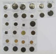 Interesting group of tokens and other numismatic materials (28). Including: late 18th century Conder