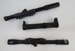 Three gun sights made by Aldis Brothers, Webley & Sussex Armoury, five horn and bone-handled