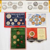 Group of World Brilliant Uncirculated Sets (5) 1992 United Kingdom ECU Set, 1983 Falkland Islands
