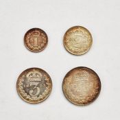 Victoria (1837-1901), Maundy Set 1893 4d to 1d, various degrees of toning, GEF overall, a small