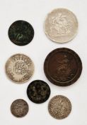 George III (1760-1820),  Group of interesting coins, 1820 Crown (fair), 1797 Cartwheel Twopence (