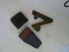 19th century brass mounted blood fleam with three blades, by Everill Worcester, together with a