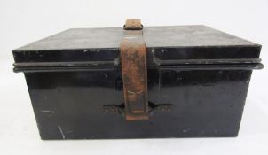 Two black metal safety deposit boxes (2).