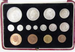 1937 George VI Specimen Proof 15 Coin Set. Crown to Farthing with Maundy. The Official Royal Mint
