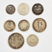 Small Group of Pre 20 Coins, 1907 Half Crown, 1906 (?) Florin, 1872 Shilling, 1899 Shilling, 1898