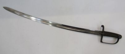 Italian 1833 mounted artillery sabre with steel hand guard and wire bound grip. Together with