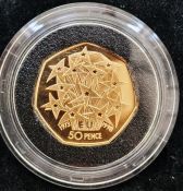 Elizabeth II (1952-2022). Gold 50 Pence, 1998. National Health Service. Head with tiara right.