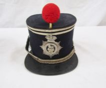 Victorian officer's militia shako with militia general service shako plate, white metal chin chain