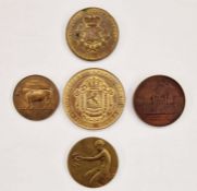 Belgium: plastic case containing five commemorative medals – 1850 Liege Civil and Military