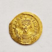 Phocas Gold Solidus 602-610AD, Constantinople Mint, Phocas cuirassed facing bust, holding globus