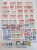 Australia & states: box of album/3 large stock-books of mint & used definitives, commemoratives,