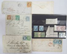 France: Two entires & 2 covers, one for each decade, 1850s to 1880s, all TPO, sent to Braby family