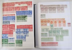 GB: Box of 3 large stock books of QV-QEII mint pre-decimal definitives including regionals,