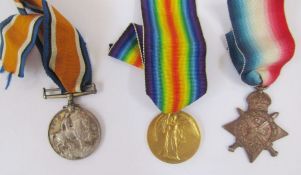 WWI 1914 Star medal group of three, awarded to '9149, Cpl. WH Rainey, 1/50 MLI'.