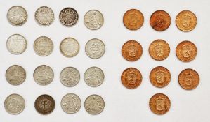 Packet of Silver 3ds (16) Various Grades Victoria to George VI, Netherlands East Indies 1945 1/2