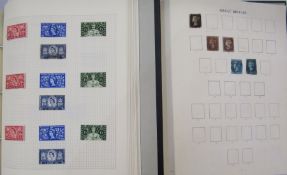 GB: 2 albums QV-QEII, mostly used, including 1d black, other line-engraved and later surface printed
