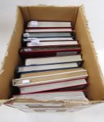 Europe: box of 12 stock books and album of mint and used definitives, commemoratives, postage due,