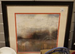 Five framed and glazed contemporary prints, each with abstract landscapes, largest 89cm square (5)