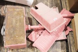 Vintage cast iron cistern and accessories by Pontifexes, London and a further ceramic cistern and