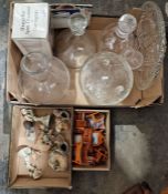 Dartington 'Shuggy Bar' spirit decanter with box, a large glass carafe, another Dartington decanter,