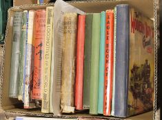 Box of railway related books and albums including The Modern Boys Annual 1932, Great Trains of the