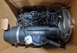 Three Courtenay Solaflash 4000 studio lights, three lighting umbrellas and a tripod